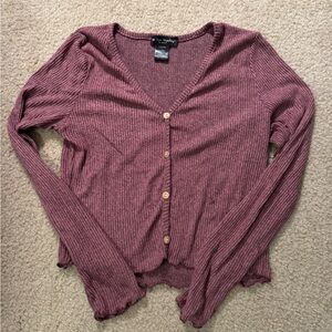 See You Monday Pink Cardigan Sweater Lightweight Knit